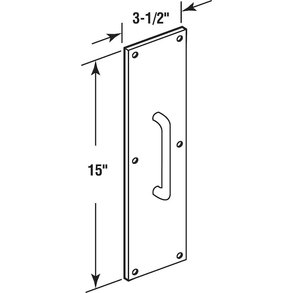 Prime-Line Pull Plate, 3/4 in. Round Handle, 3-1/2 in. x 15 in., 605 Polished Brass (Single Pack) - J 4716