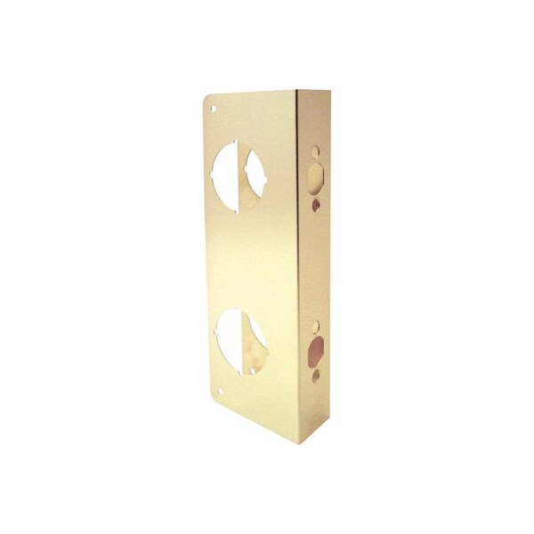 Prime-Line Brass Lock and Door Reinforcement Plate for 1-3/4 In. Thick Doors, Brass Finish (Single Pack) - U 9479