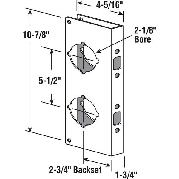 Prime-Line Brass Lock and Door Reinforcement Plate for 1-3/4 In. Thick Doors, Brass Finish (Single Pack) - U 9479