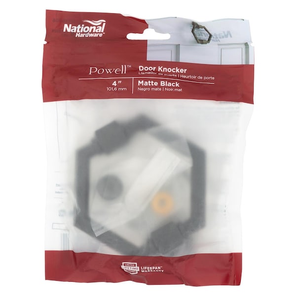 National Hardware National Hardware Powell 4 in. L Matte Black Die Cast Zinc Door Knocker - N336-706