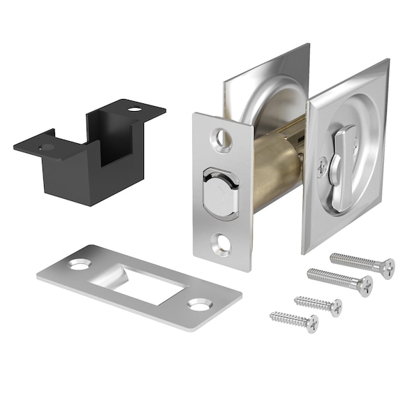 Richelieu 2 716inch 62 mm Square Pocket Door Privacy Pull, Brushed Chrome - 17SBC42