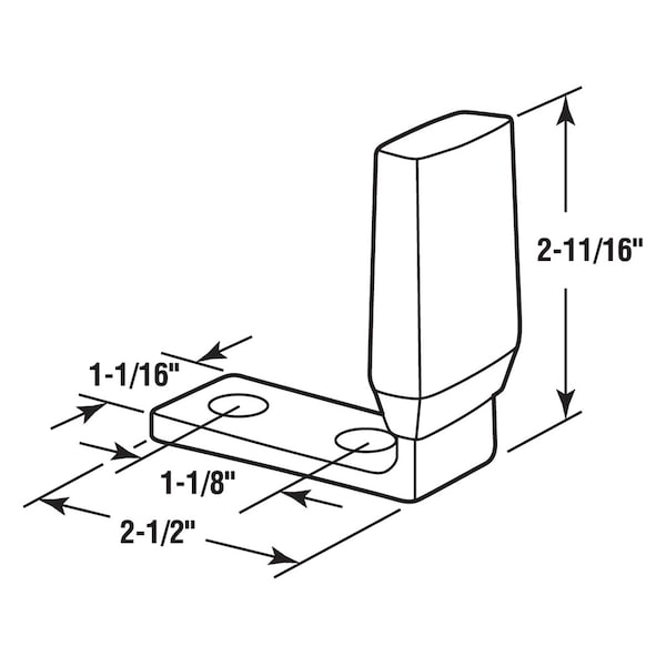 Prime-Line Door Stop, 2-11/16 in. Height, Steel, Brushed Aluminum, Gray Rubber Bumper Single Pack - 658-1022
