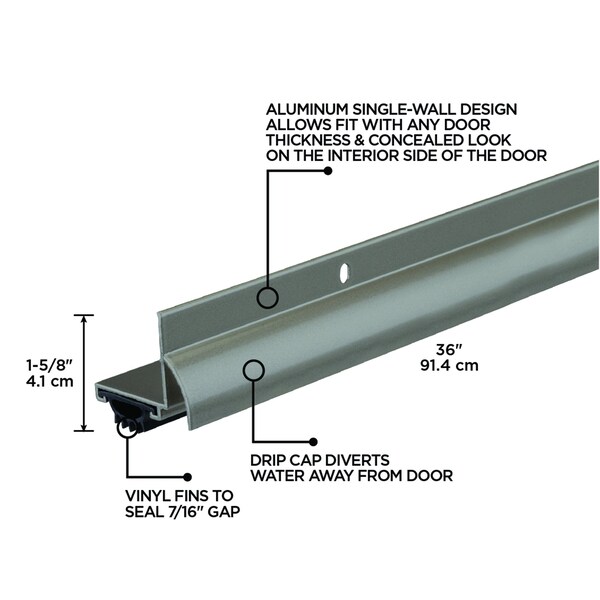 M-D Building Products 36 in. Satin Nickel Aluminum L-Shape Screw-on Under Door Seal - 48998