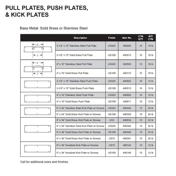 Delaney Hardware 6 in. X 34 in. US32D KICK PLATE - SCREW - 496342