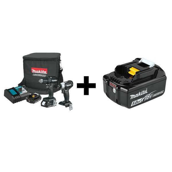 Makita Angle Grinder Kit, 18.0 V, 5 in Wheel Dia. - XAG04Z/BL1840BDC2