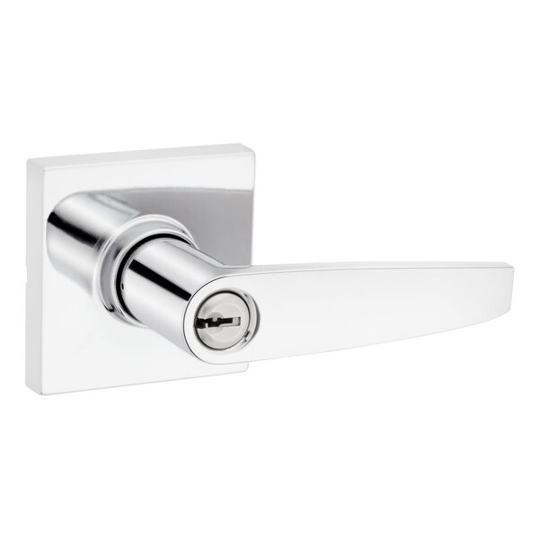 Safelock Winston Lever Square Rose Push Button Entry Lock with RCAL Latch and RCS Strike Bright Chrome - SL6000WISQT-26