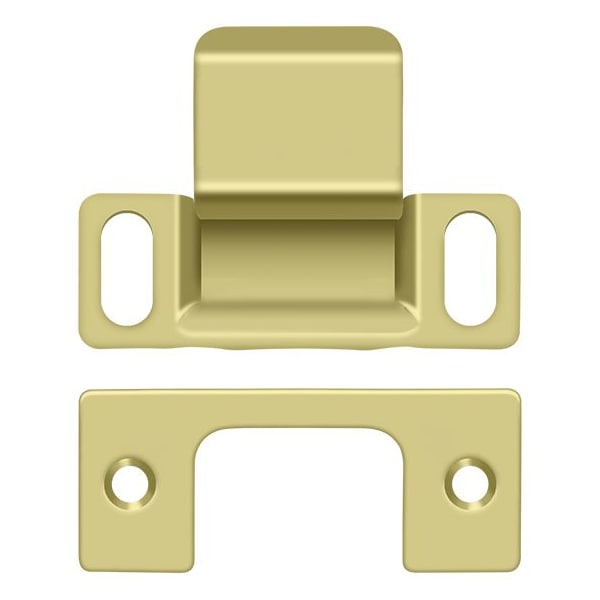 Deltana Strike Plate, Dust Cup, Adjustable, 2-3/4" X 1-1/4" Bright Brass - SP2751U3