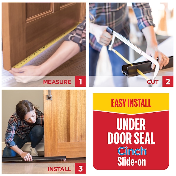 M-D Building Products 32 in. Brown Vinyl & Rubber CINCH Slide-On Interior Under Door Seal - 43399