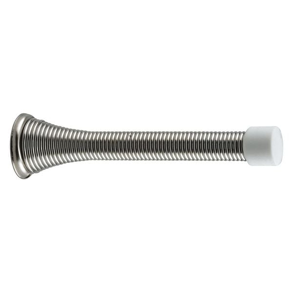 Primeline Tools Rigid Door Stop, Steel Construction, Polished Finish, Rubber Tip, Baseboard Mount (5 Pack) - MP9160
