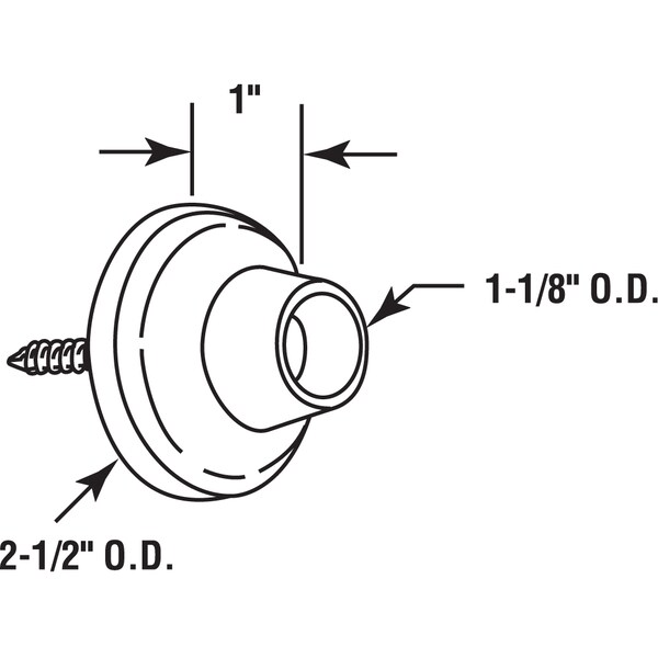 Prime-Line Wall Stop, 2-1/2 in. Outside Diameter, Stainless Steel Cover, 1-1/8 in.  Single Pack - MP4540-1