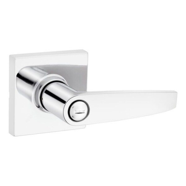 Safelock Winston Lever Square Rose Push Button Privacy Lock, RCAL Latch and RCS Strike Bright Chrome Finish - SL4000WISQT-26