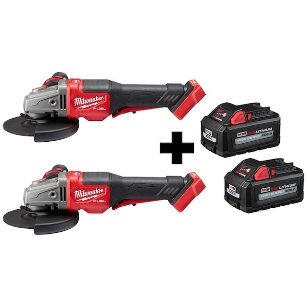 Milwaukee Tool M18 Fuel (2) 4-1/2-6 Grinders, XC6.0 btry - 2980-20, 2980-20, 48-11-1862