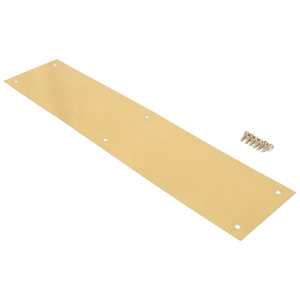 Prosource Push Plate, Aluminum, Brass, 15 in L, 3-1/2 in W, 0.8 mm Thick - 32238BBB-PS