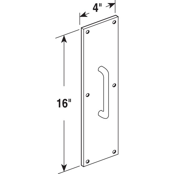 Prime-Line Door Pull Plate with Handle, Polished Brass, 4 in. x 16 in. Single Pack - J 4578