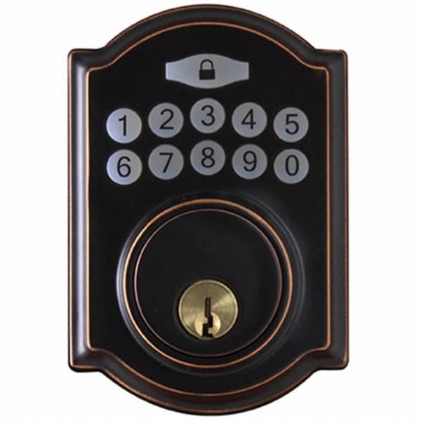 Taiwan Fu Hsing Industrial Taiwan Fu Hsing Industrial 221754 Tru-Guard Castle Electronic Deadbolt Lock; Aged Bronze - 221754