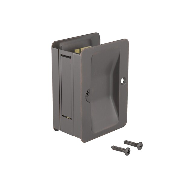 Richelieu 3 14inch 82 mm x 2 14inch 58 mm Rectangular Pocket Door Passage Pull, OilRubbed Bronze - 1700ORBPSBC