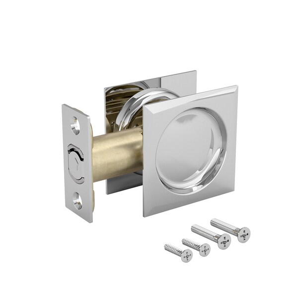 Richelieu 2 716inch 62 mm Square Pocket Door Passage Pull, Chrome - 17SC10