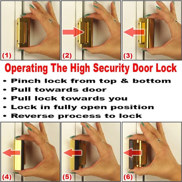 Prime-Line Door Reinforcement Lock, 3 in. Stop, Aluminum Construction - U 10826