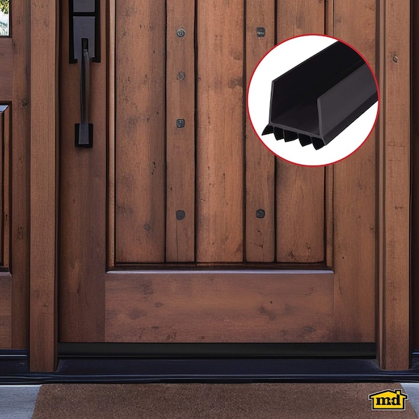 M-D Building Products 36 in. Black Vinyl CINCH U-Shape Slide-On Under Door Seal - 43339