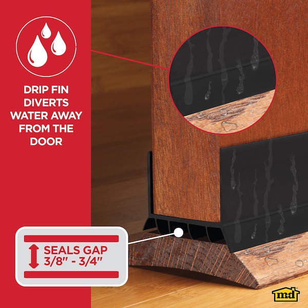 M-D Building Products 36 in. Black Vinyl CINCH U-Shape Slide-On Under Door Seal - 43339