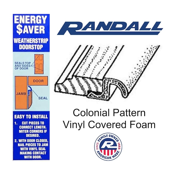 Randall Colonial Pattern Door Stop Set, with (Tan) Q-Lon Weatherstrip Top and Sides - WV-98-T