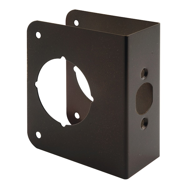 Prime-Line Brass Lock and Door Reinforcement Plate for 1-3/4 In. Thick Doors, Bronze Finish Single Pack - U 10745