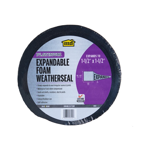 M-D Building Products 1-1/2 in. Black Expandable Foam PLATINUM Weatherseal for Uneven Gaps - 03115