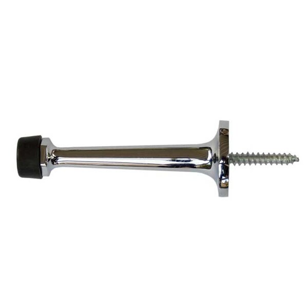 Orca Hardware Heavy Duty Rigid Door Stop With Gray Tip, Brass, 3-1/4 Length, US26 Polished Chrome Finish - TH-30HD-26