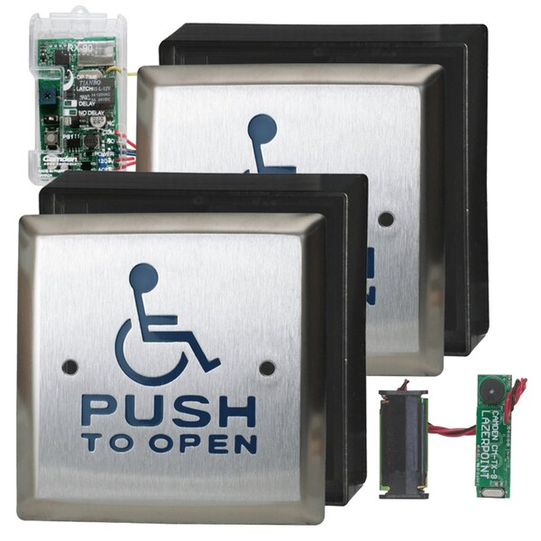 Camden Lazerpoint 915Mhz Switch Kit, Contains 2 CM-46/4 4-1/2-in Square Push Plate Switches, 2 CM-43CBL - CM-RFL464-SA