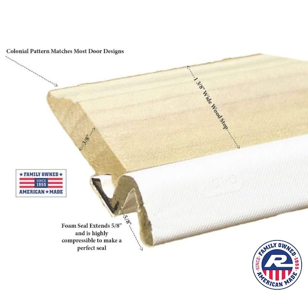 Randall Colonial Pattern Door Stop Set, with (Black) Q-Lon Weatherstrip Top and Sides - WV-98-BLK