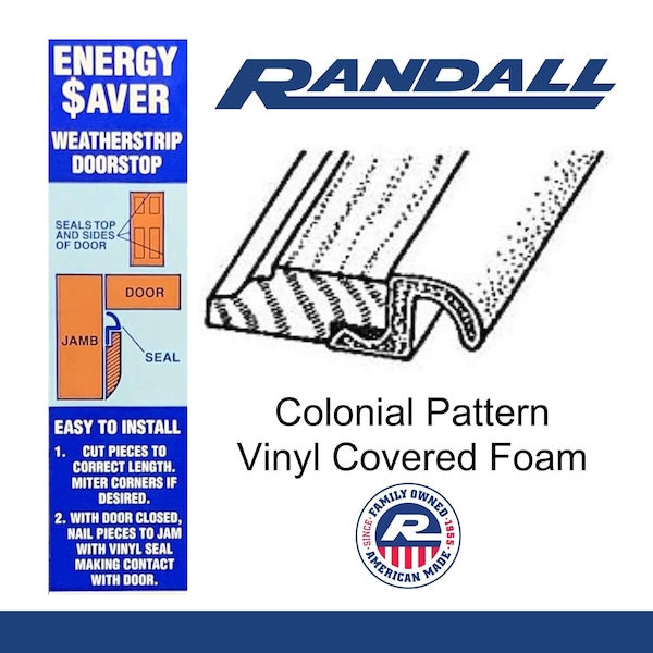 Randall Colonial Pattern Door Stop Set, with (Black) Q-Lon Weatherstrip Top and Sides - WV-98-BLK