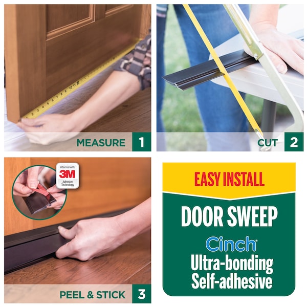 M-D Building Products 36 in. Silver Aluminum and Vinyl CINCH Self-adhesive Door Sweep - 43300
