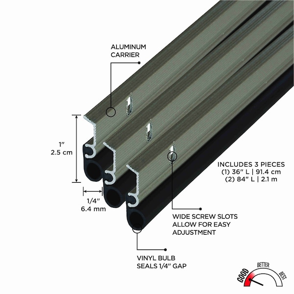 M-D Building Products Satin Nickel Aluminum and Vinyl Screw-on Top and Sides Door Seal Kit - 49002
