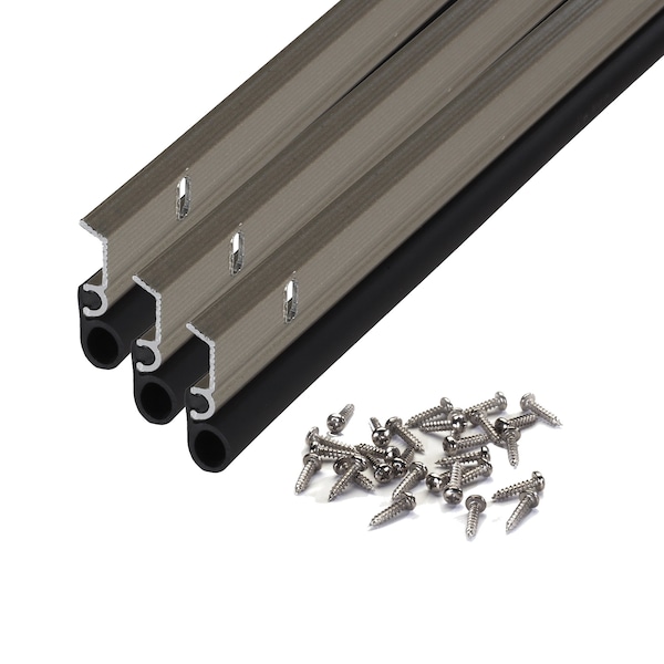 M-D Building Products Satin Nickel Aluminum and Vinyl Screw-on Top and Sides Door Seal Kit - 49002