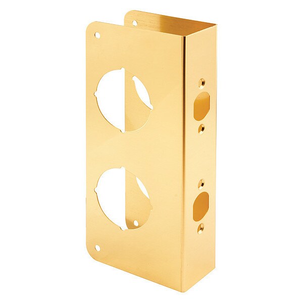 Primeline Tools Lock and Door Reinforcer, 1-3/4 in. x 2-3/4 in., Solid Brass, Polished Finish (Single Pack) - MP9411