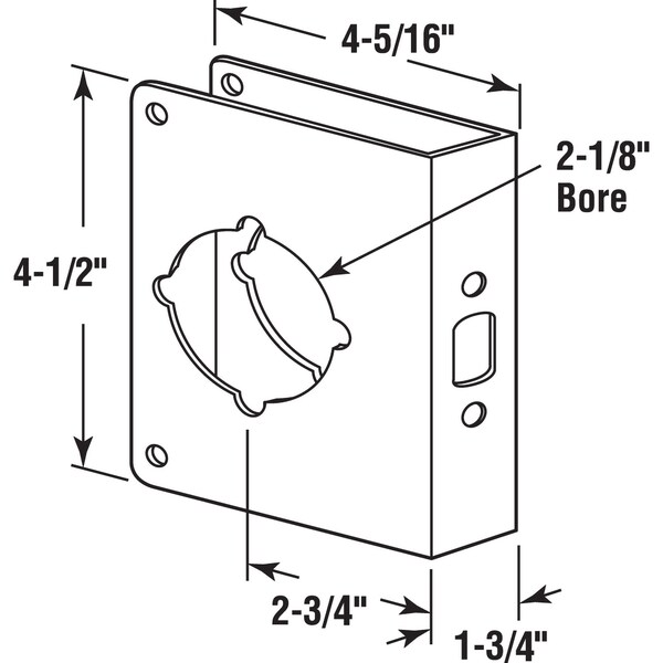 Prime-Line Brass Lock and Door Reinforcement Plate for 1-3/4 In. Thick Doors, Antique Brass Finish - U 9575