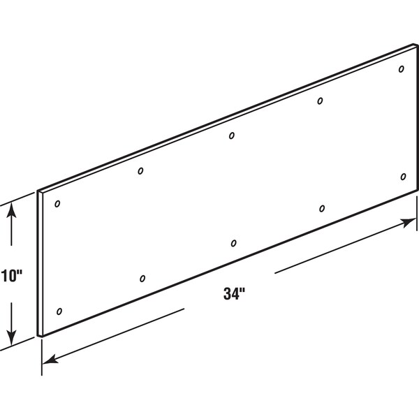 Prime-Line 10 in. x 34 in., Brass, Door Kick Plate, Polished Brass (Single Pack) - J 4621