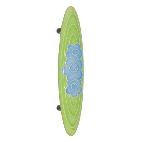 Acorn Mfg Acorn PPHYP Lg Pull Lt Green with 3 Blue Flowers - PPHYP