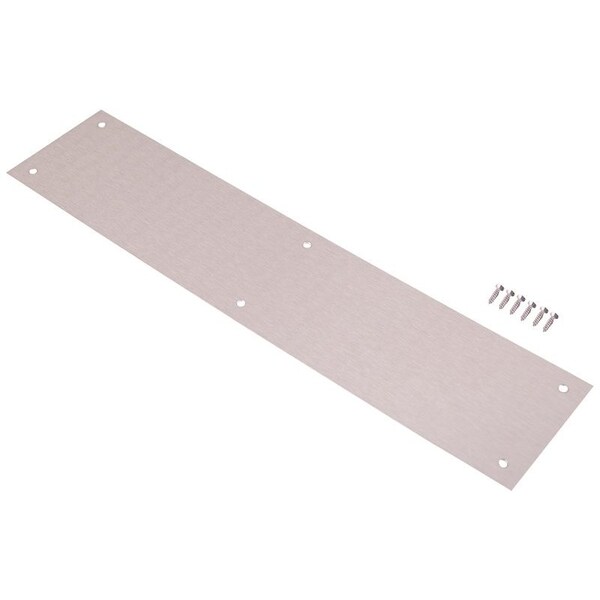 Prosource Push Plate, Aluminum, Satin Nickel, 15 in L, 3-1/2 in W, 0.8 mm Thick - 32238TNB-PS