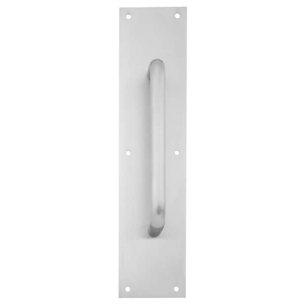 Ives Pull Plate, 6-in CTC, 3/4-in Diameter, 1-1/2-in Clearance, 4-in x 16-in, Satin Stainless Steel - 8302-6 US32D 4X16