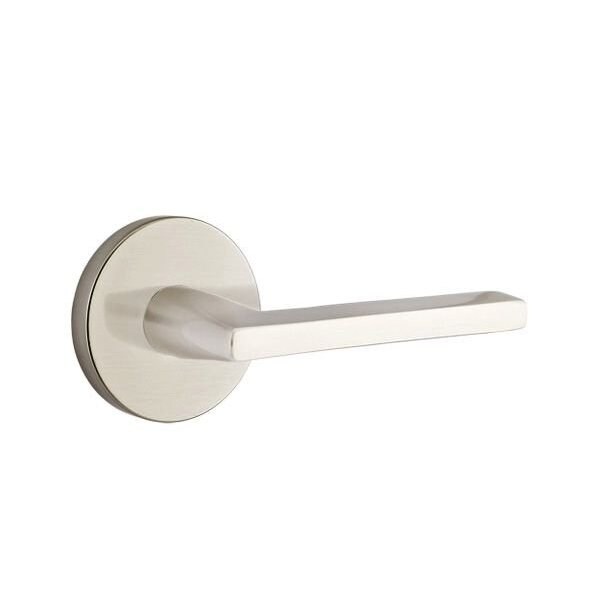 Emtek Helios Lever Right Hand 2-3/8in Backset Privacy, Disk Rose for 1-1/4in to 2in Door Satin Nickel - 5209HLOUS15RH
