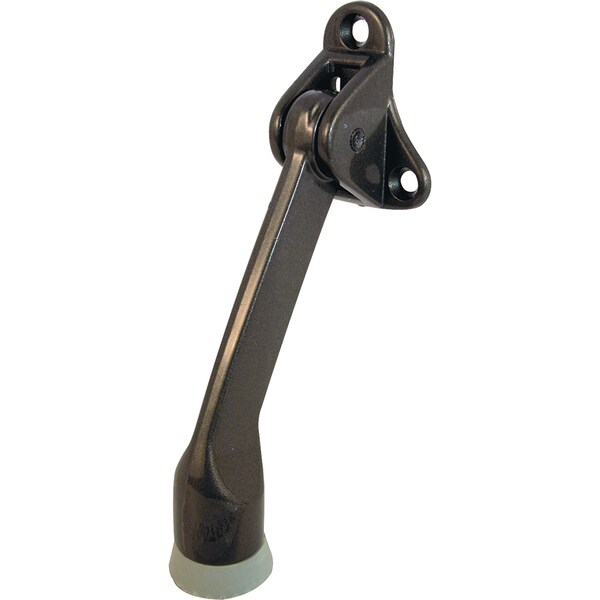 Prime-Line Door Holder, 4 in. Drop Down, Zinc Diecast, Bronze Plated, Black Rubber Foot Single Pack - 658-1002
