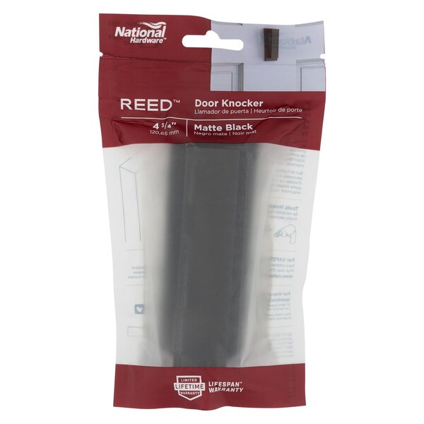National Hardware National Hardware Reed 4.75 in. L Matte Black Brass Door Knocker - N336-703