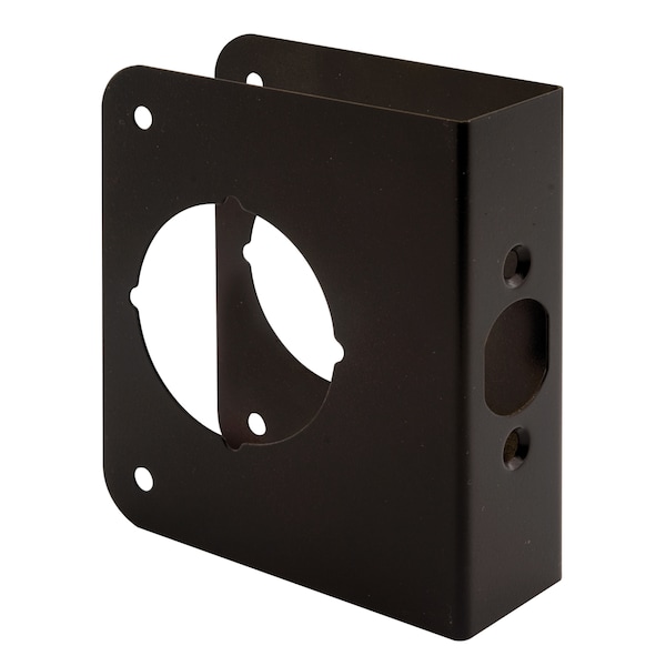 Prime-Line Brass Lock and Door Reinforcement Plate for 1-3/8 In. Thick Doors, Bronze Finish Single Pack - U 10744