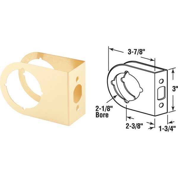 Defender Security 1-3/4 In. x 2-3/8 In. Brass Contemporary Door Reinforcer - U 10261