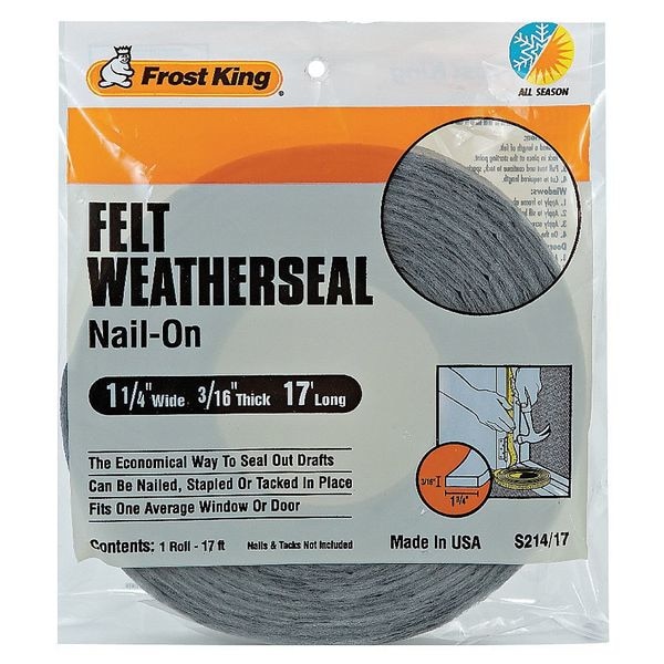 Frost King Weatherseal, 17 ft., Gray, Felt - S214/17H