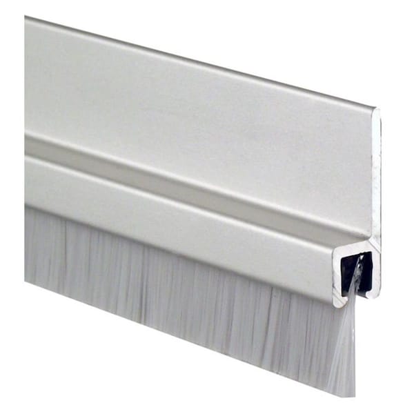 Perfectpatio 84 in. 180 deg Aluminum Retainer Weatherstrip with 0.75 in. Nylon Brush, Clear Aluminum - PE2005162