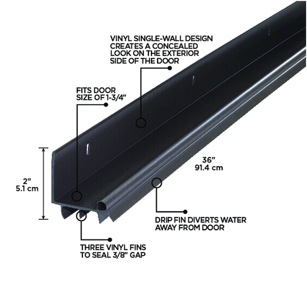 M-D Building Products 36 in. Brown Vinyl L-Shape Screw-on Under Door Seal - 78899