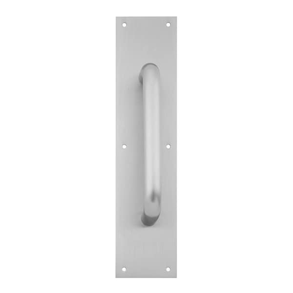 Ives Pull Plate, 8-in CTC, 1-in Diameter, 1-1/2-in Clearance, 3-1/2-in x 15-in, Satin Stainless Steel - 8303-8 US32D 3.5X15