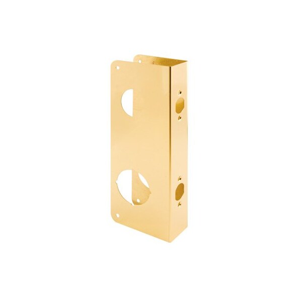 Prime-Line Brass Lock and Door Reinforcement Plate for 1-3/4 In. Thick Doors, Brass Finish (Single Pack) - U 9977